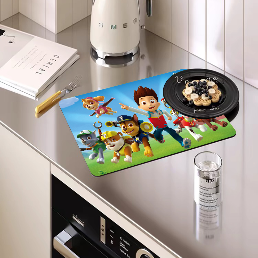 Leuke P-Poten Cartoon P-Patrols Keuken Drainage Mat Retro Stijl Schotel Droog Pads Absorberende Placemats Afdruiprek Servies matten