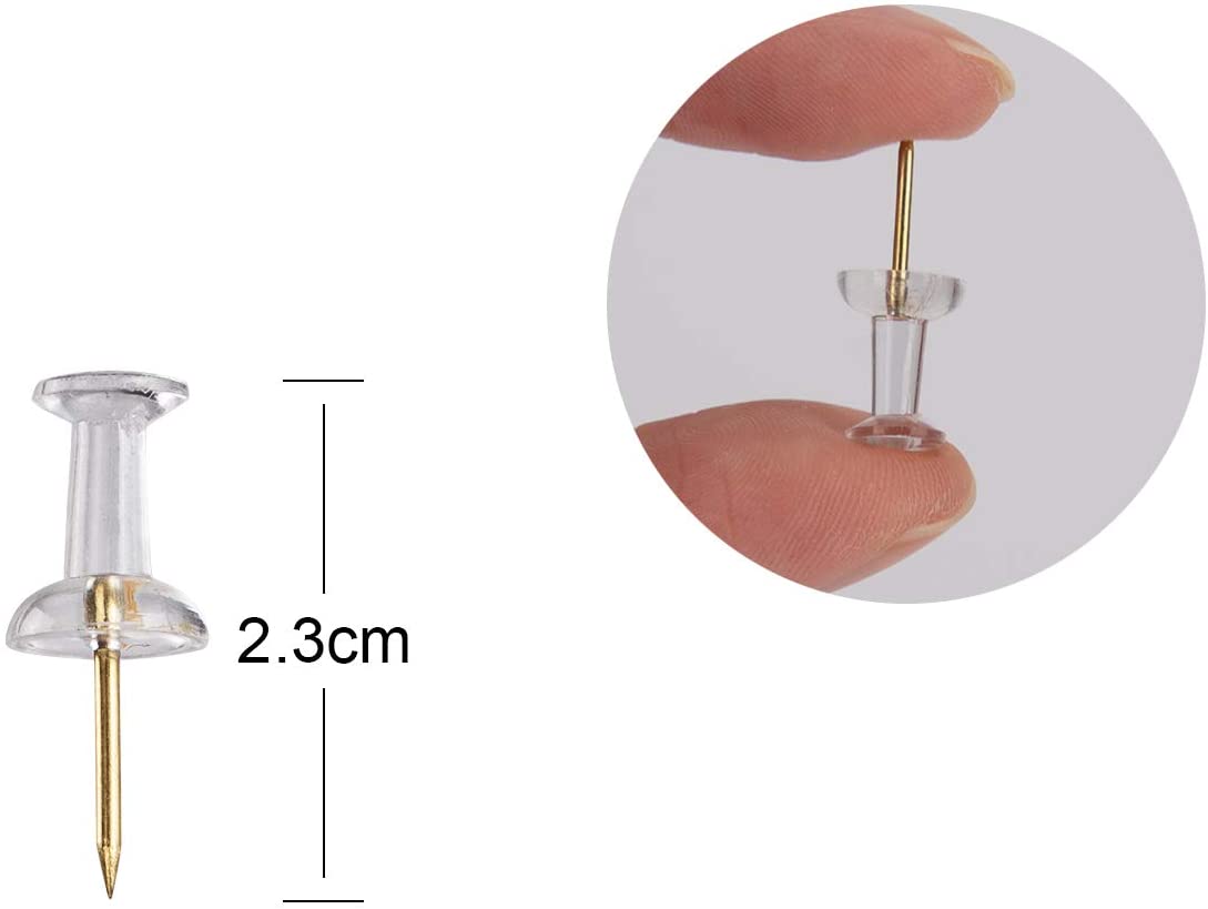 200pcs/box Thumbtacks Steel Plastic Transparent Decorative Transparent Push Pin Transparent Pushpin Painting Soft Nail