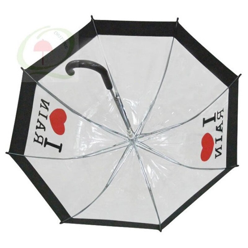 Gennemsigtig plast gennemsigtig paraply regn solrige kvinder piger damer nyhed varer lang håndtag paraply