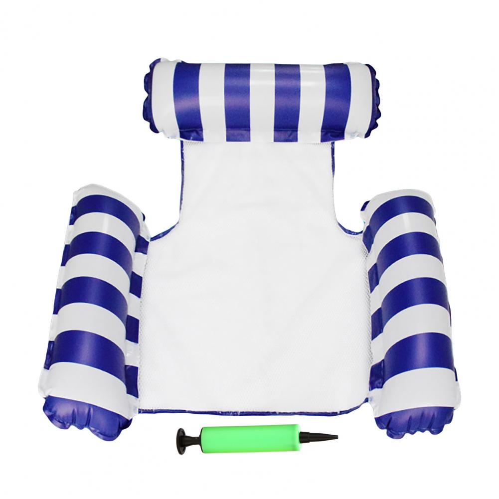 Lekvrije Draagbare Ergonomisch Gestreepte Print Drijvende Fauteuil Voor Reizen:  Blue  White