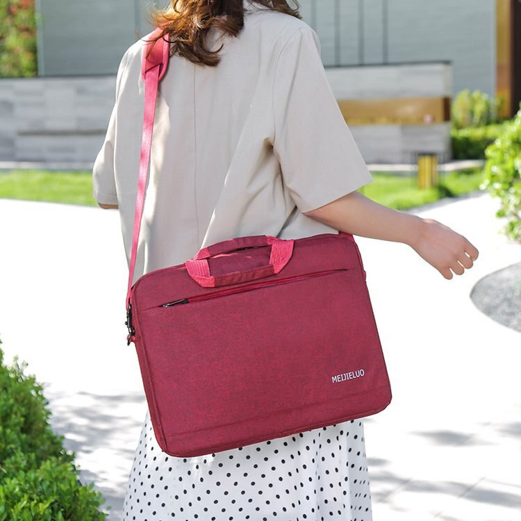 Stijl Effen Kleur Schoudertas Eenvoudige Laptop Tas Zakelijke Handtas Laptop Sleeve