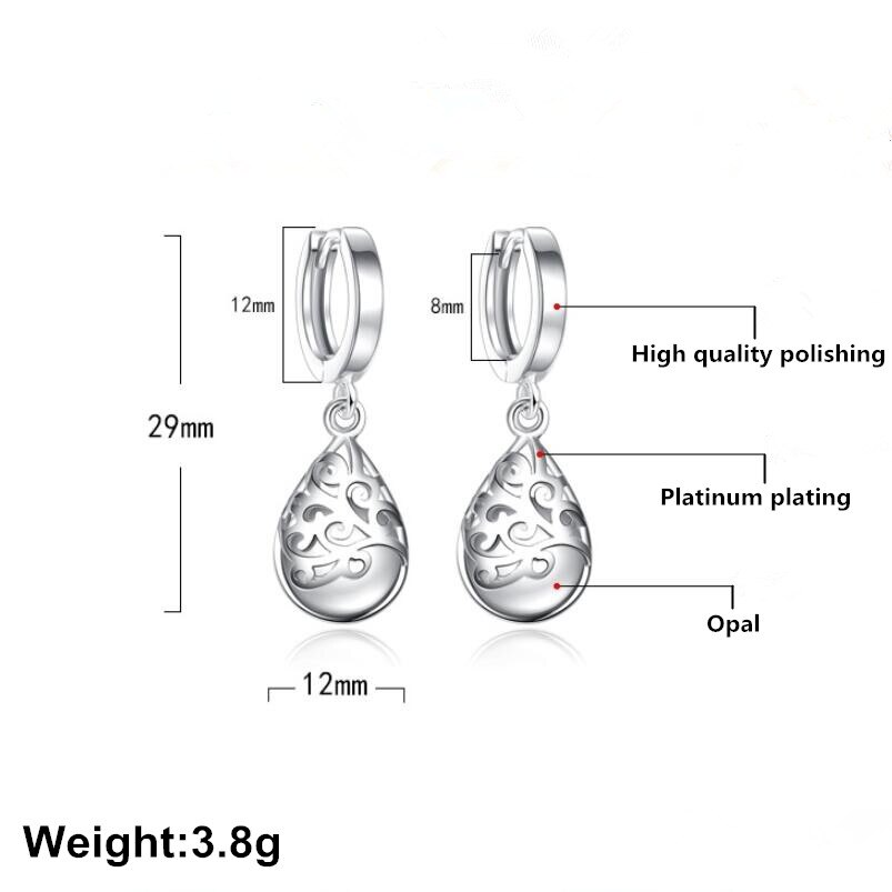 Moonlight Opal Water Totem Earrings For Women 925 Sterling Silver Jewelry Pendientes Statement Dangle Earrings SAE2