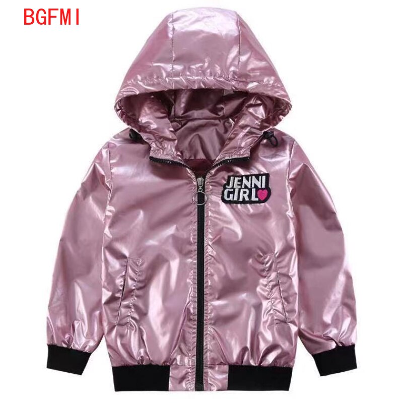 Teeny Meisjes Pu Shiny Bomber Jas Lente Herfst Geborduurde Baseball Jas Meisje Kinderen Bovenkleding Tops Outfits Windjack Jas