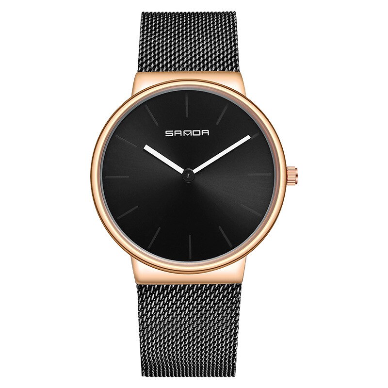 SANDAP254 Heren Leisure Quartz Horloge Japanse Beweging Eenvoudige Stalen Riem Mesh Horloge