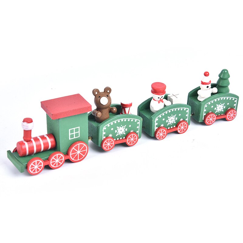 Miniatuur 4 Knopen Kerst Trein Geschilderd Houten Kerst Decoratie Voor Thuis Kinderen Speelgoed Ornament Navidad Nieuwjaar: GN