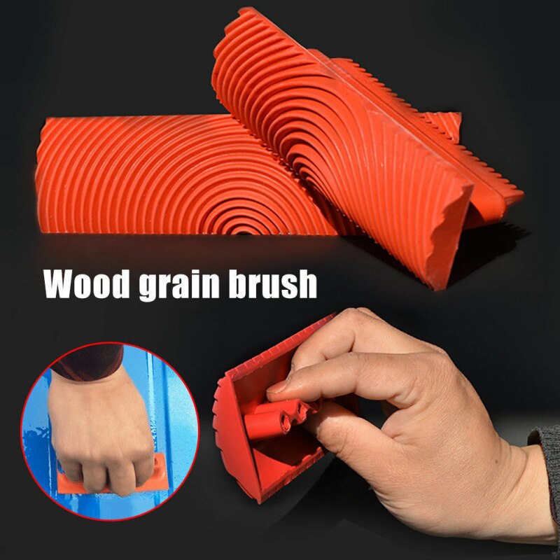 2 Stuks Red Rubber Houtnerf Verf Roller Diy Graining Schilderen Tool Houtnerf Patroon Muur Schilderen Roller Thuis Tool