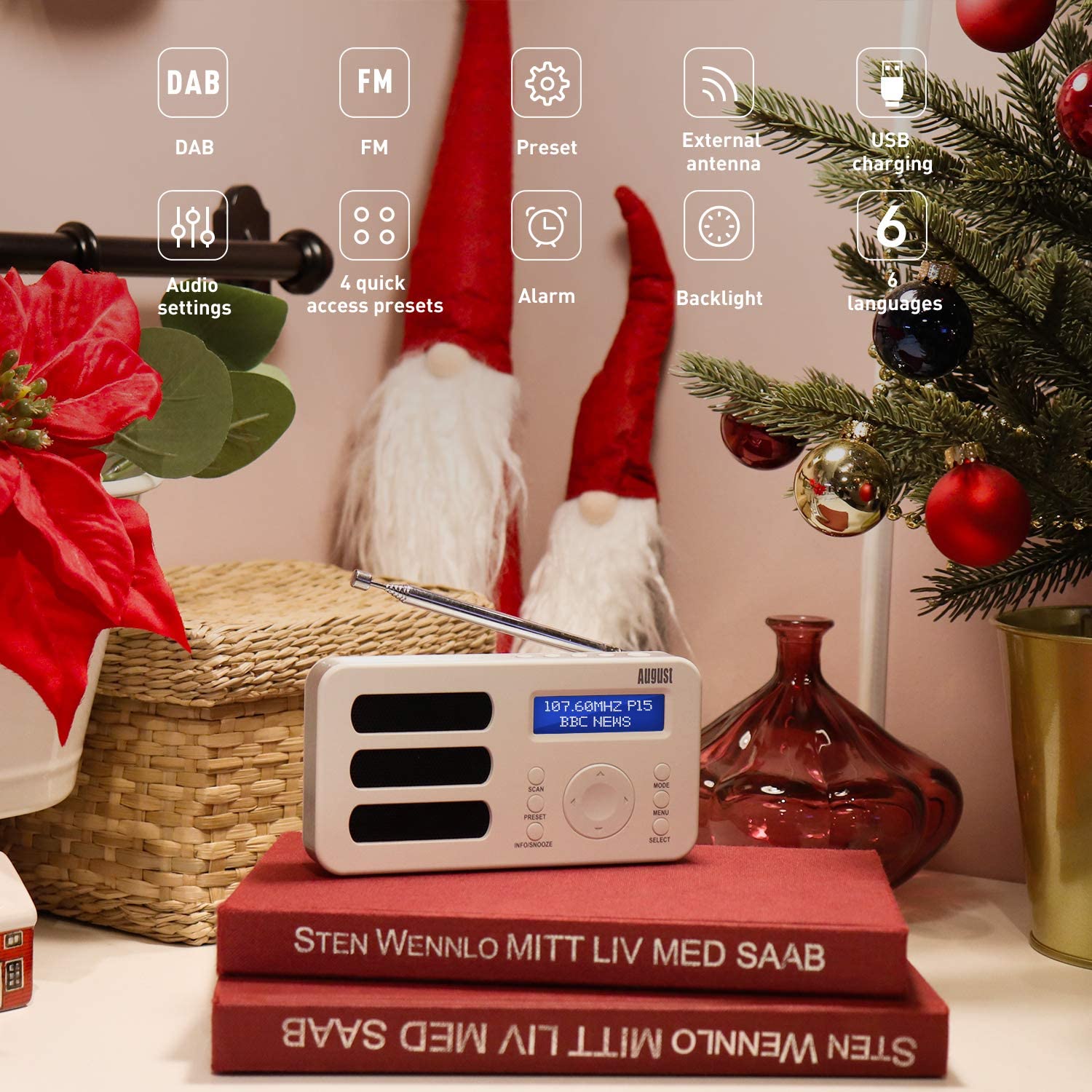 Portable Digital Radio August MB225 DAB/DAB +/FM R... – Vicedeal