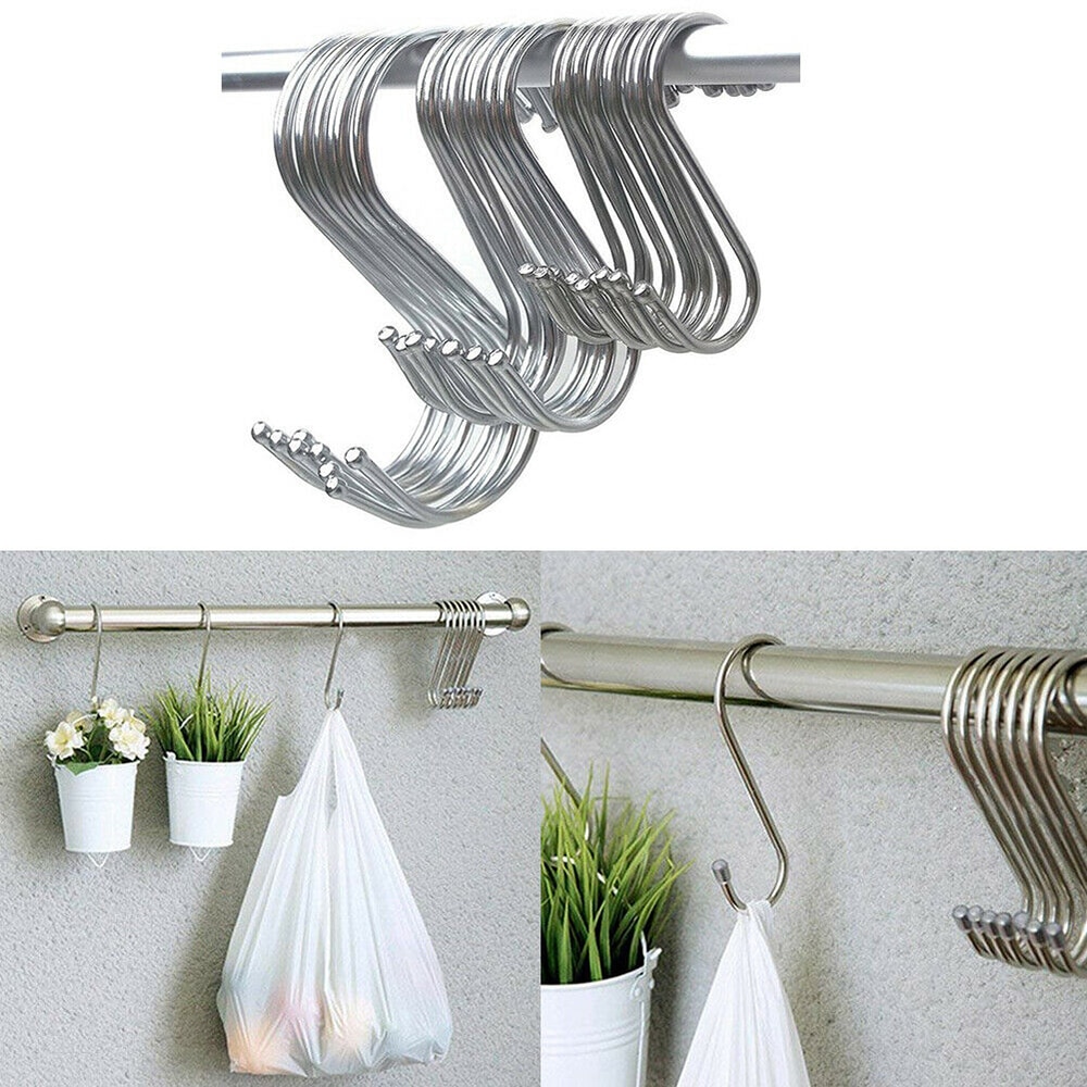 5 uds en forma de S ganchos de acero inoxidable de alambre de hierro de cierre por herramienta colgadores de utensilios perchero para la puerta de cocina de la casa