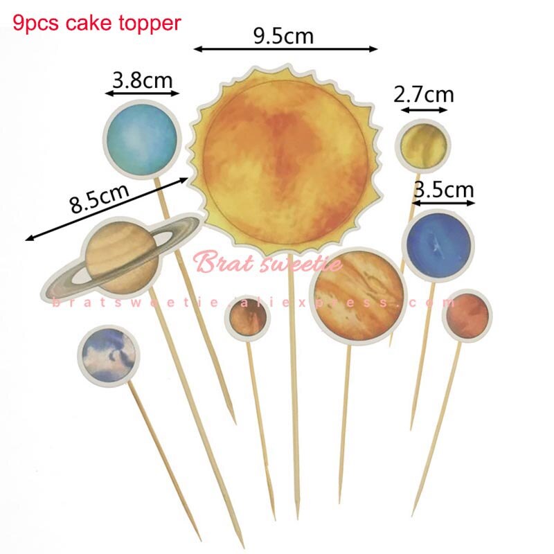 Outer Space Cupcake Toppers Rocket Spaceship Boy Theme Birthday Party Supplies Cake Decorative Outer Space Party Decorations: space planet topper