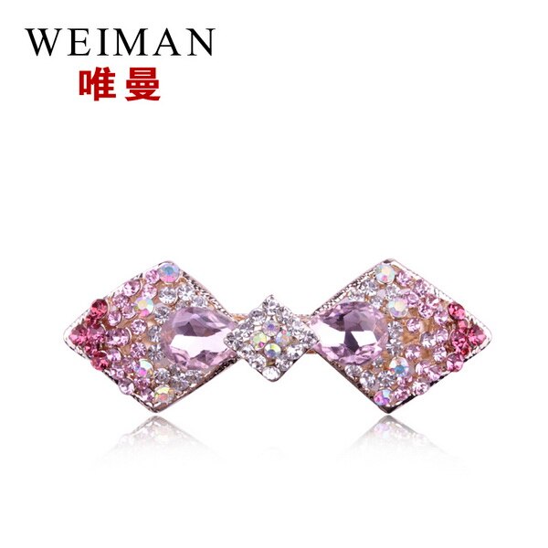 Weimanjingdian arco/doces cristal strass grampos de cabelo, grampos de noiva, joias de cabelo: candy pink