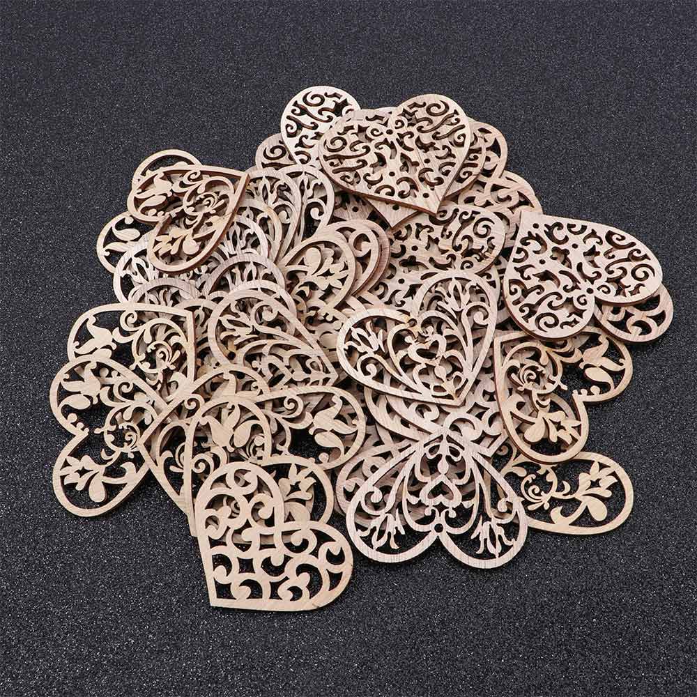 10 Pcs Carving Hollow Heart Pattern Wood DIY Crafts Scrapbooking Painting Collection Craft Handmade DIY Home Decoration