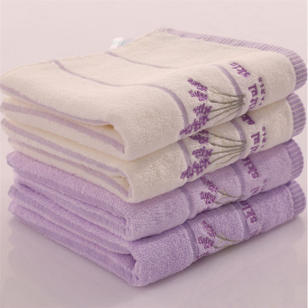 34*74Cm 1Pc Borduren Handdoeken Mooie Huid Parijs Lavendel Bloemen Katoen Stof Geurige Geur Basten Handdoeken