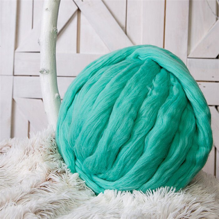 1000g/ kugle super tyk naturlig uld chunky garn filt uld roving garn til spinding hånd strikning spin garn gør-det-selv tæppe levering: Grøn