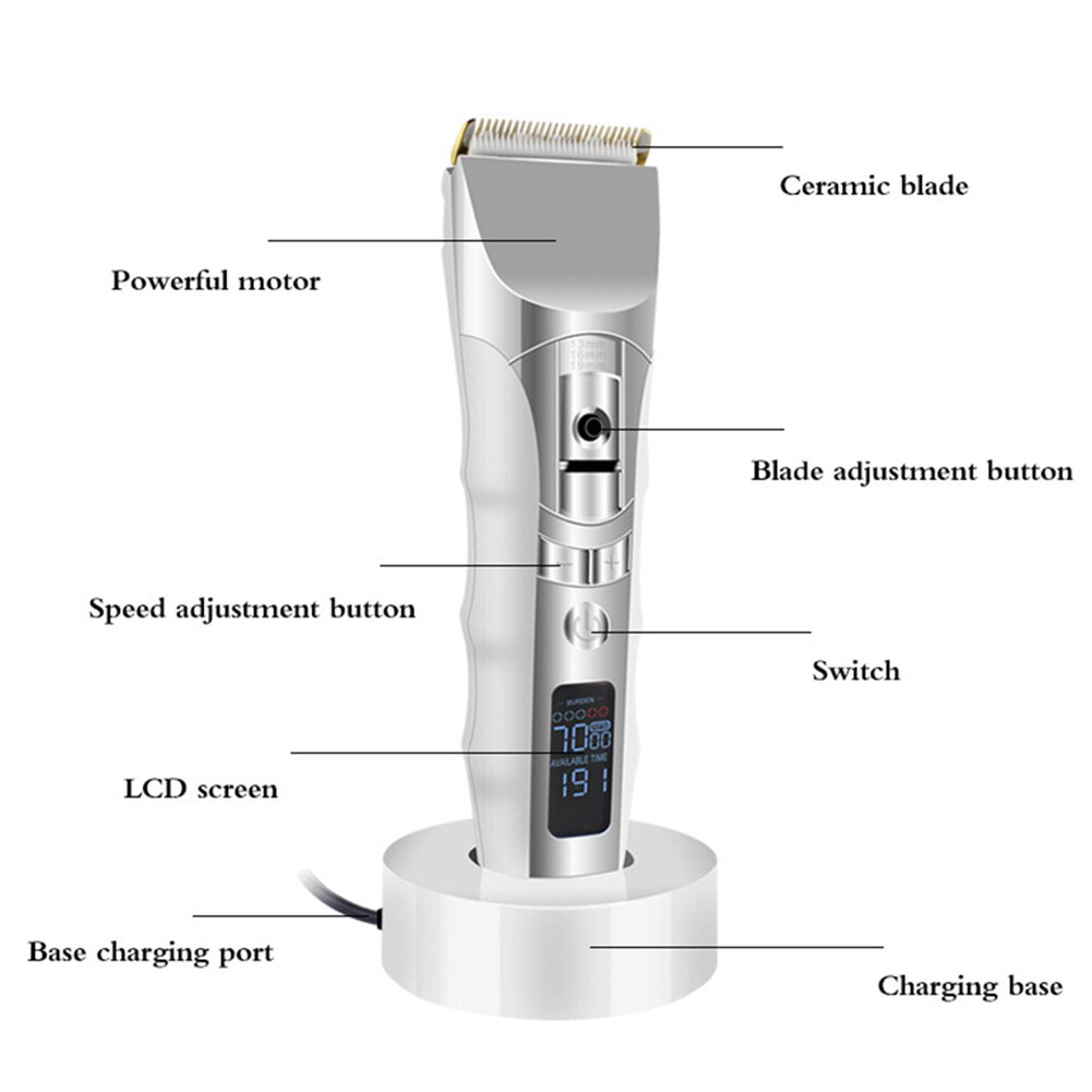 Usb oplaadbare tondeuse voor mannen, baardscheermes, tondeuse, elektrische tondeuse, kapper, tondeuse met lcd-scherm: Default Title