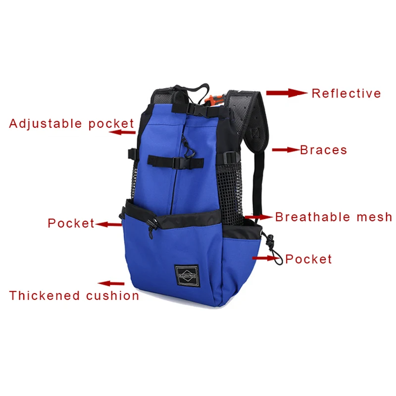 stärker Hunde-Trägerrucksack aus Nylon für kleine und mittelgroße Hunde. Hochwertiger, atmungsaktiver Fahrradrucksack für draussen-Reisen, Heimtierbedarf