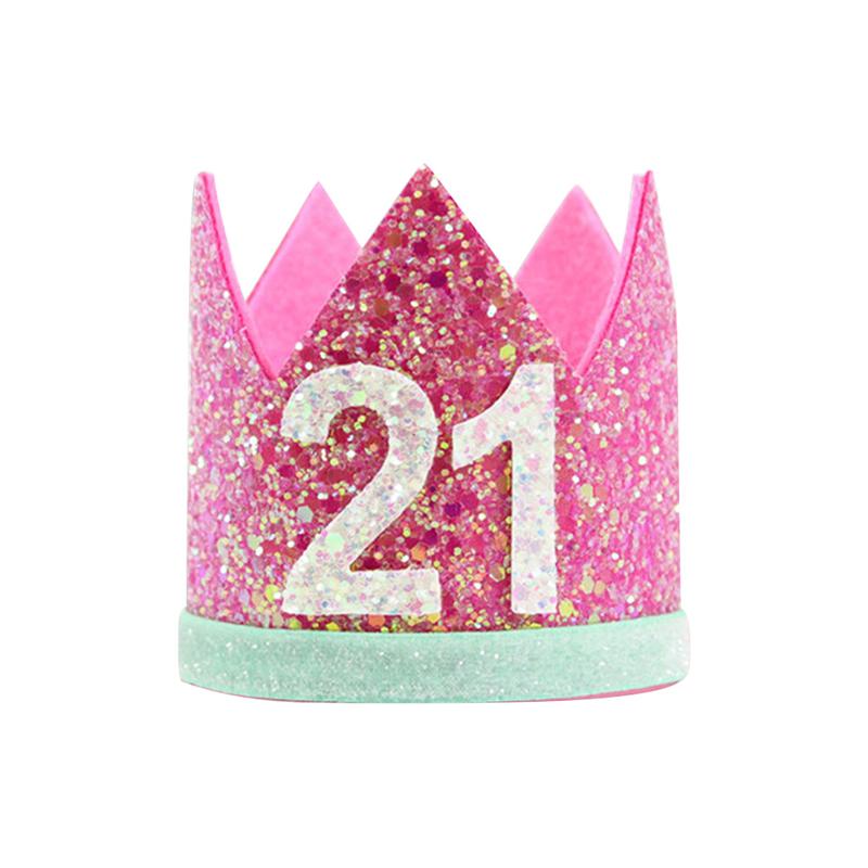 Verjaardagsthema glitterstof verjaardagshoedjes feest baby muts mini hoed eerste verjaardag feestversiering volwassen verjaardag nummer hoed: Muntgroen