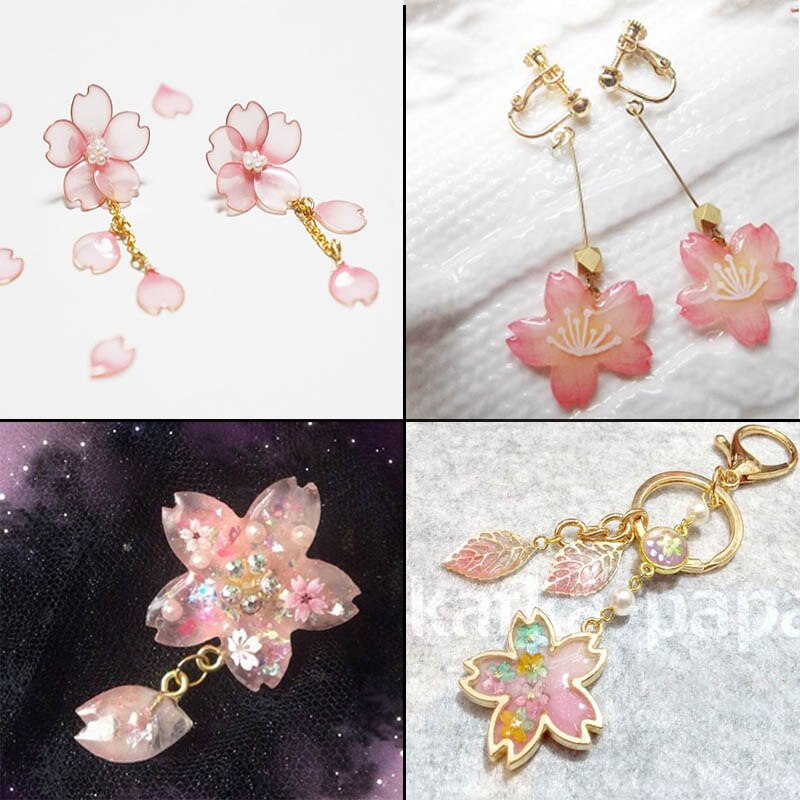 Sakura, colgante artesanal DIY de resina transparente UV, moldes de combinación de silicona epoxi para DIY, accesorios de joyería 1 unidad
