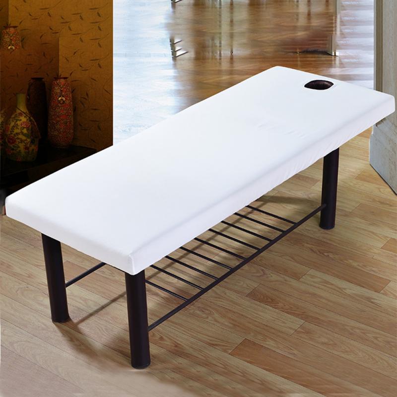 Salon sofa sofa sengetæppe fuld wrap tilbehør ark spa støvtæt blødt elastisk skridsikkert bord foran hul: Hvid