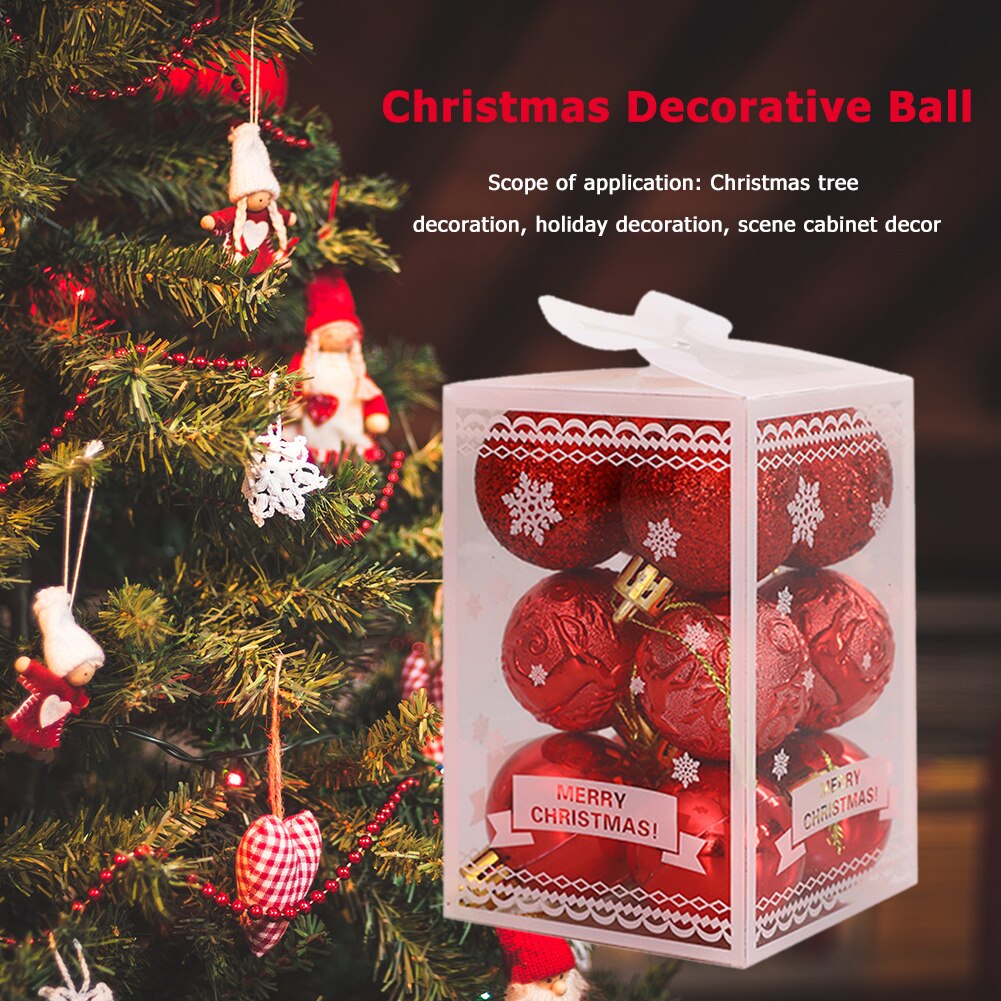 12 stk juledekorativ boldfestival letvægts hængende bolde splintret xmas træ vedhæng bolde ornamenter
