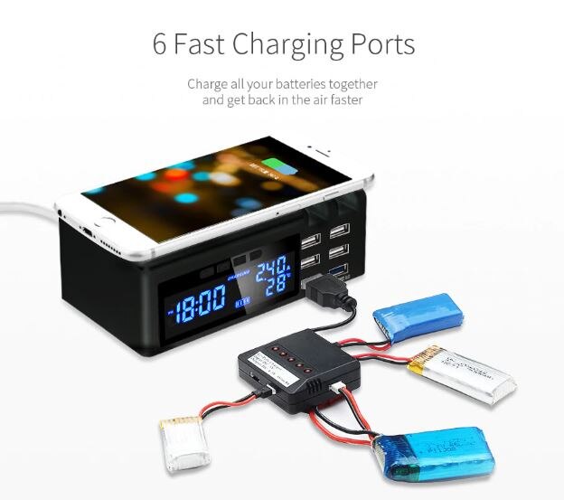 SCOMAS Qi wireless phone charger Fast charge 48w 6 ports multi fast adapter USB Charge docking station for iphone tablet QC 3.0