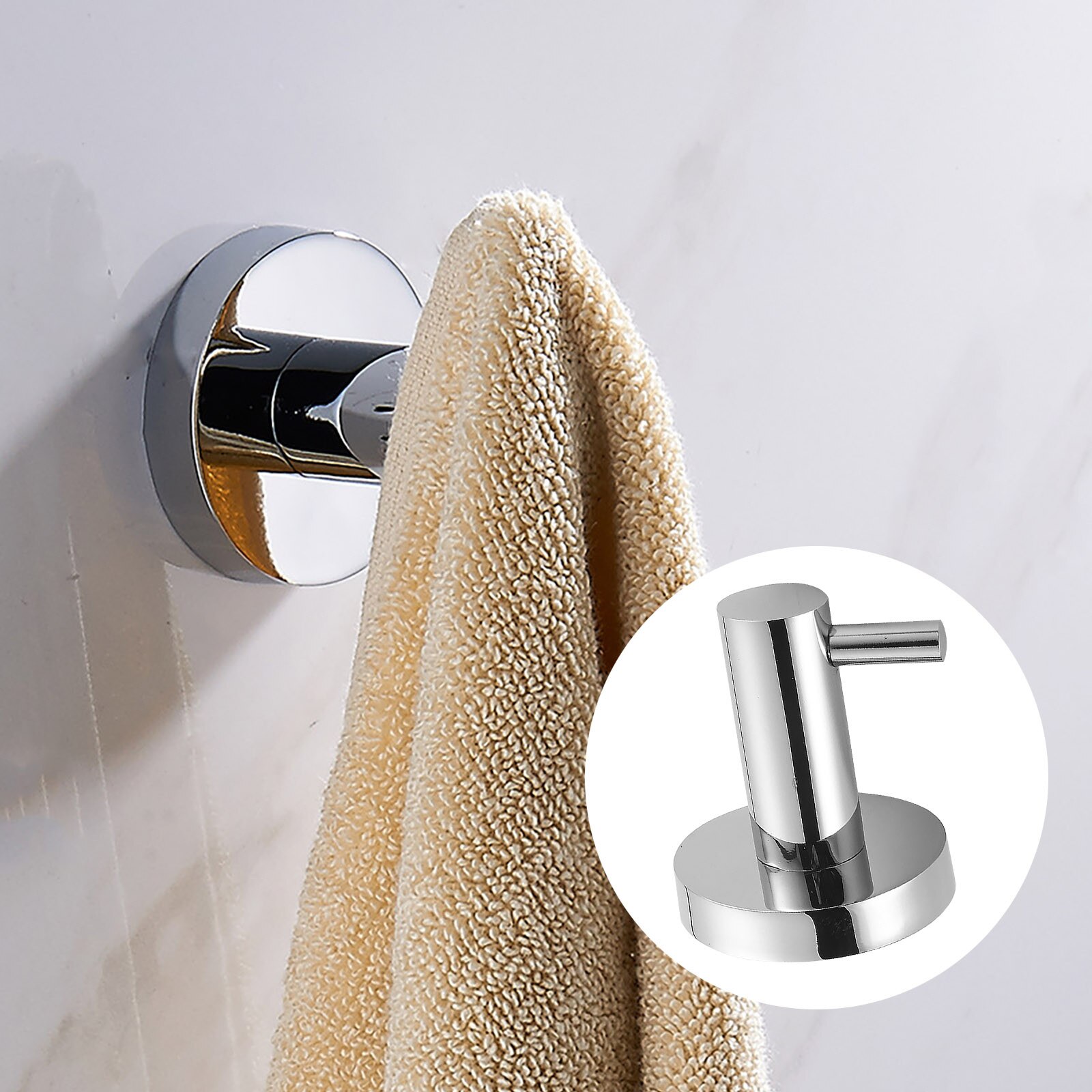 1PCS single hook white towel hook bathroom clothes... – Grandado