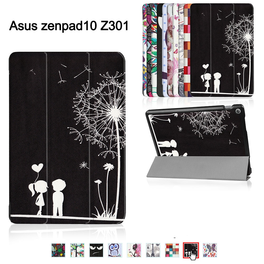 Leren hoes voor asus zenpad 10 z301 mlf  z301ml z301 10.1 " tablet (release) met driehoekige standaard magnetische hoes