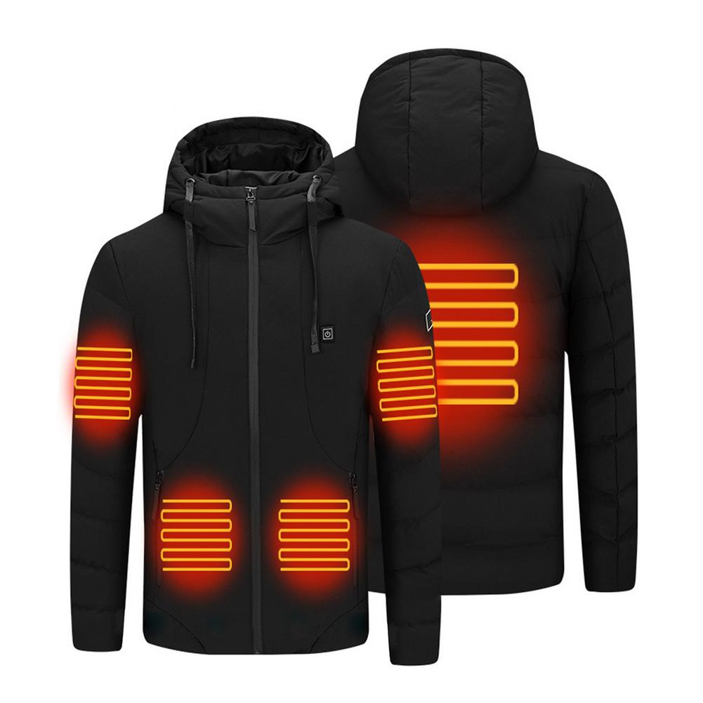 Fem zone varme jakke smart opvarmning tøj usb opladning hætte elektrisk jakke feber vandtæt jakke elektrisk skidragt