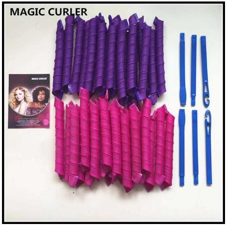 Bricolage 55cm Long bigoudis 40 pièces/ensemble rouleau magique bigoudi magique bigoudis spirale boucles Kit de coiffure: 40pcs 55cm 02