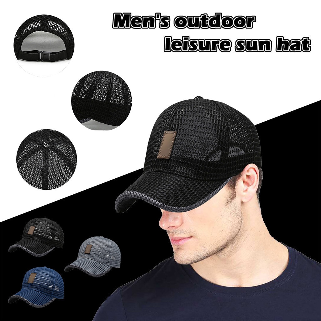Summer Extended Eaves Full Mesh Baseball Cap Outdoor Breathable Shade Mesh Cap Adjustable Hat Women Men Straw Casual Hats