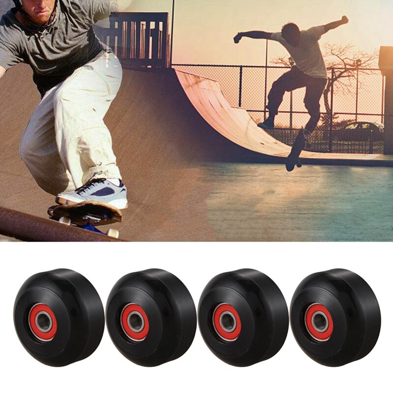 4 Stuks Pu Skateboard Wielen Longboard Wielen + 8 Stuks ABEC9 Lagers + 4 Stuks Spacers Voor Universele Skateboard