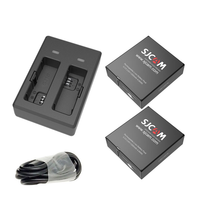 SJCAM SJ10 Pro Battery 1300mAh Li-Ion + Dual Battery Charger for SJ10 Pro 4K Action Camera: Charger 2Battery