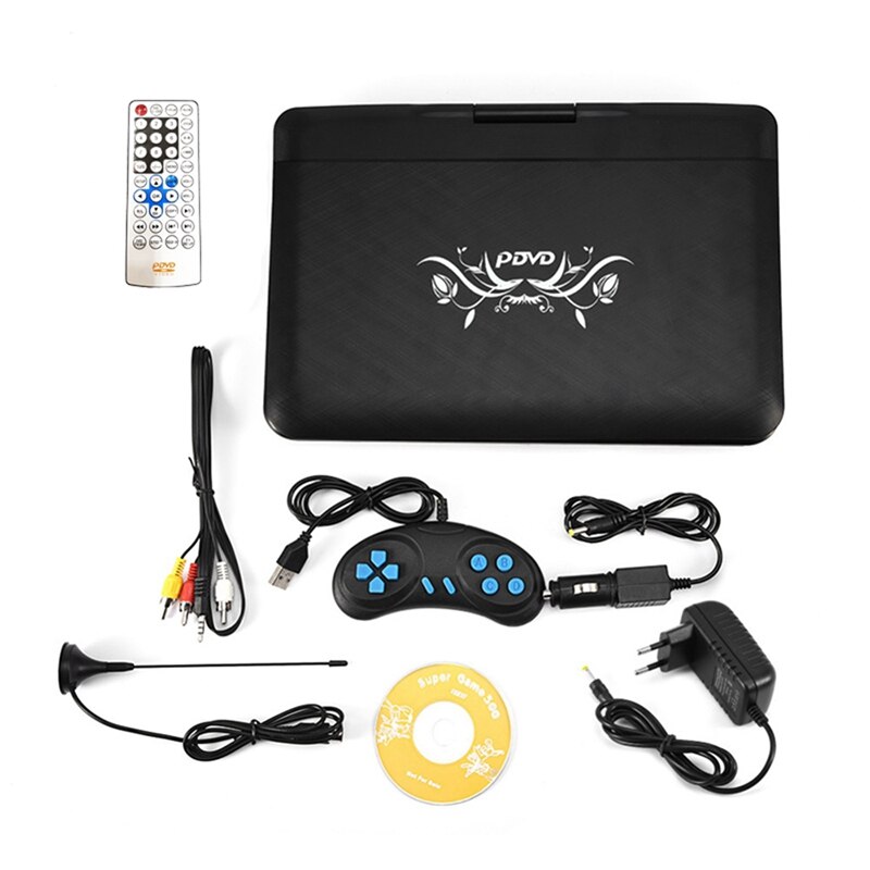 13.9 Inch HD Portable DVD Player, MP3/CD/TV Game Player with Swivel Sn Supported SD Card FM Radio Receiver-EU Plug: Default Title