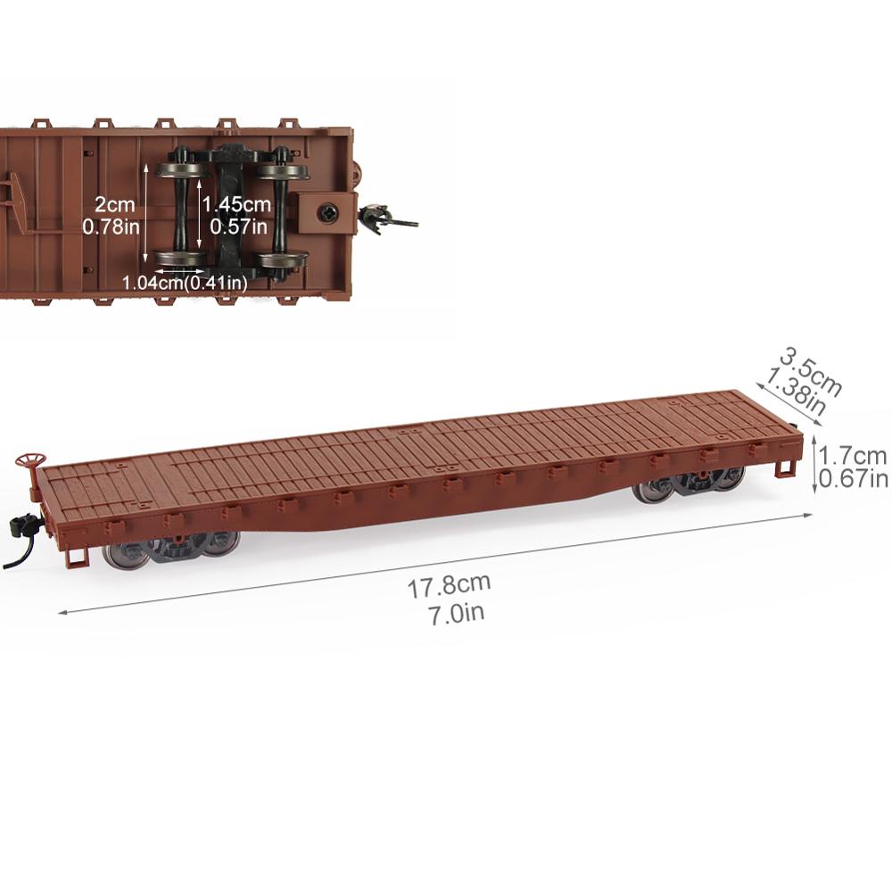 3pcs HO Scale 52ft Flat Car Pure Color Flatbed Carriage 1:87 Freight Car Lots C8741DS