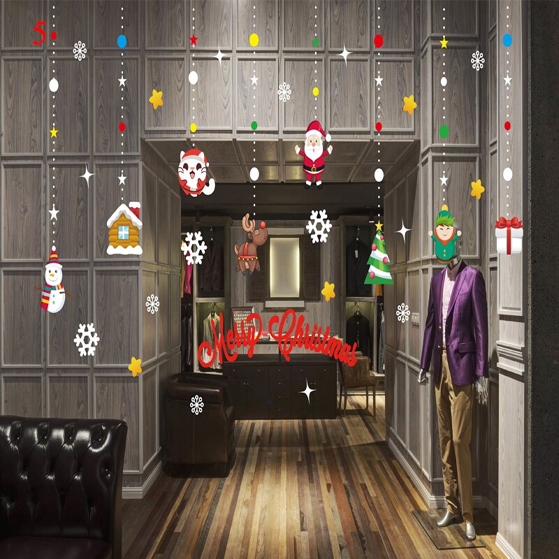 Pegatinas de Navidad de dibujos animados para escaparate de ventana, muñeco de nieve extraíble, de vidrio para decoración del hogar, pegatinas electrostáticas sin pegamento de PVC: 5