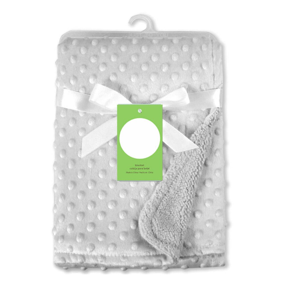 Baby Blanket Swaddling Newborn Thermal Soft Fleece Blanket Winter Solid Bedding Cotton Quilt Infant Swaddle Wrap: gray