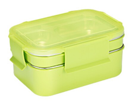 Lunchbox 2 lagen 304 roestvrijstalen thermo bento box voedselcontainer kantoormedewerker lunchbox kinderen bento box verwarmde lunchbox: Groente