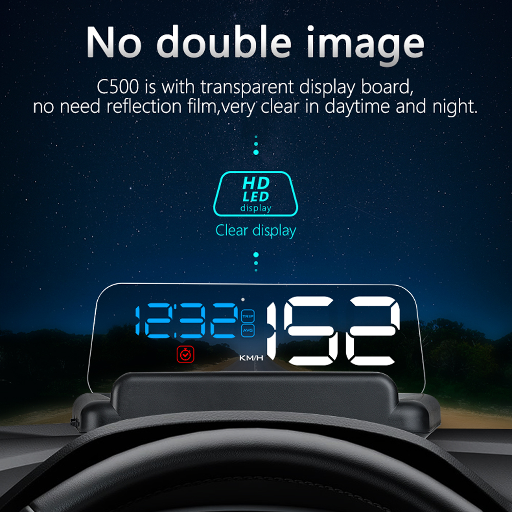 C500 OBD/GPS HUD Head-Up Display Auto Windschutzscheibe Tachometer auf Glas Projektor RPM Uhr Fahrentfernung Volt On-Board-Computer