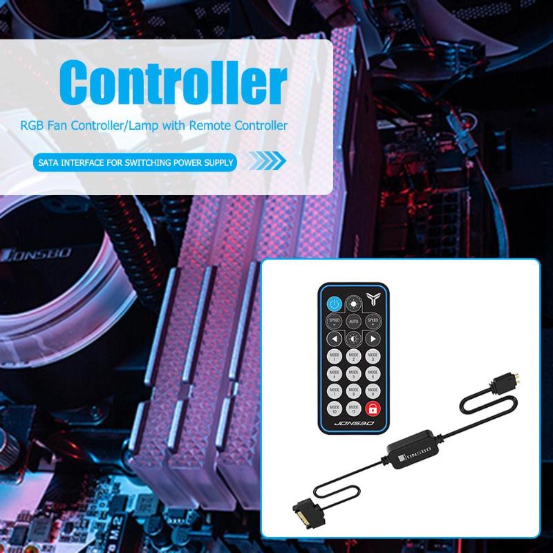 Jonsbo AURA RGB Controller Remote Control 5V 3Pin SATA Power Supply Memory LED Cool Light Stripe Symphony Edition for PC Case