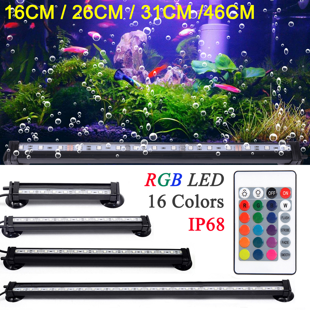 Waterproof LED Aquarium Lights Fish Tank Light 16/26/31/46CM Submersible Underwater Lamp Aquatic Decor Lighting EU/AU Plug D25