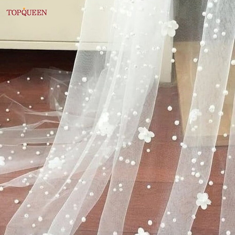 YouLaPan V83 Flower Pearl Bridal Veil Floral Veil Kaftan Moroccan Cathedral Wedding Veils Brides Accessories Ashley Carol