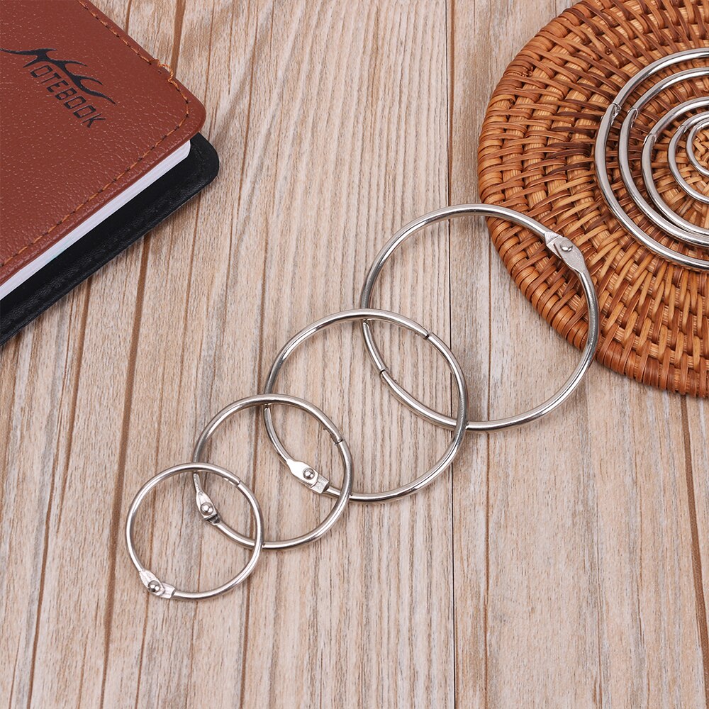 10pcs/Lot Metal Loose Leaf Book Binder Hinged Rings Keychain Circle DIY Album Ring Scrapbook Binders Craft Photo Album Split