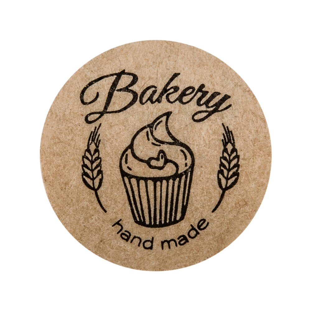 100-500pcs Kraft Paper "bakery"hand Made Stickers Scrapbooking For Cookie Boxes Seal Labels Sticker Cute Stationery Sticker 1in