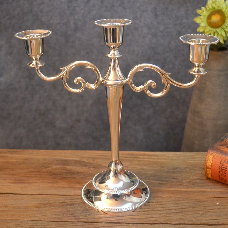 Portavelas nórdico de cobre dorado, moderno, para comedor de noche, mesa de mesa, boda, tres cabezas, Porta Velas, decoración del hogar, BE50CD