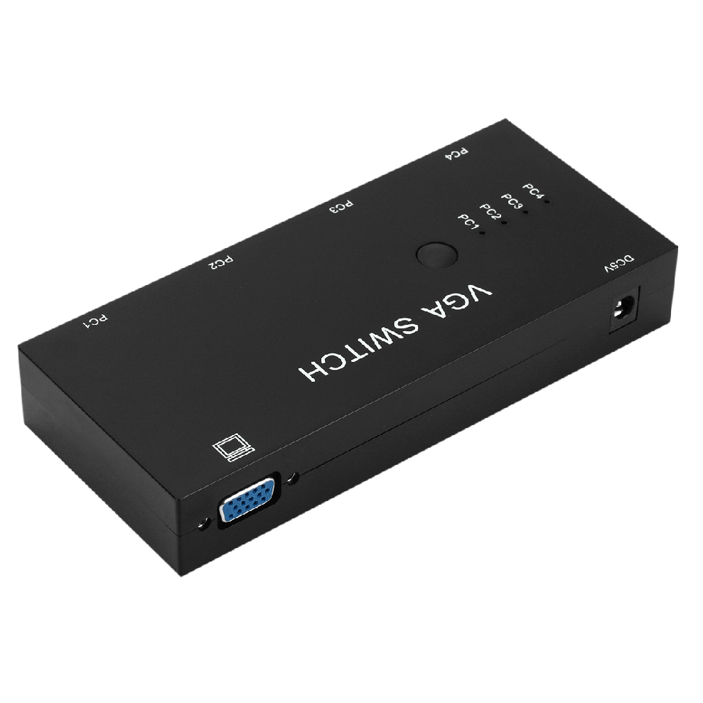 TQQLSS 4 In 1 Out VGA Switcher 4 Port VGA Switch Box VGA for Consoles Set-top Boxes 4 Hosts Share 1 Display Notebook Projector