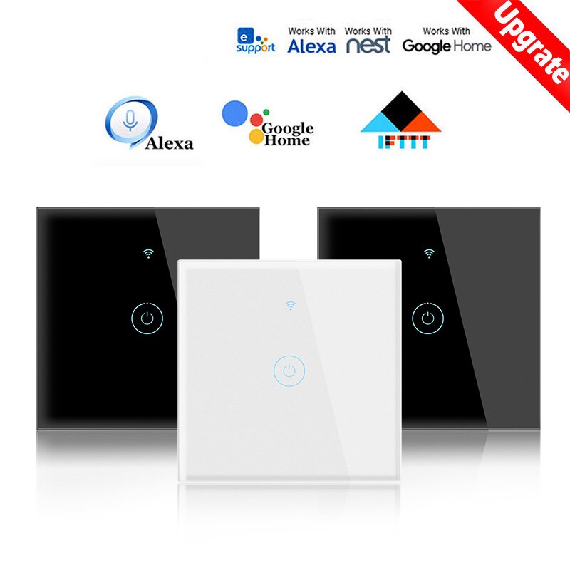 Smart Home No Neutral Wire Required Smart Touch Switch Wifi Wall Light Switch Single Fire Wire Switch Alexa Google Home Tuya App