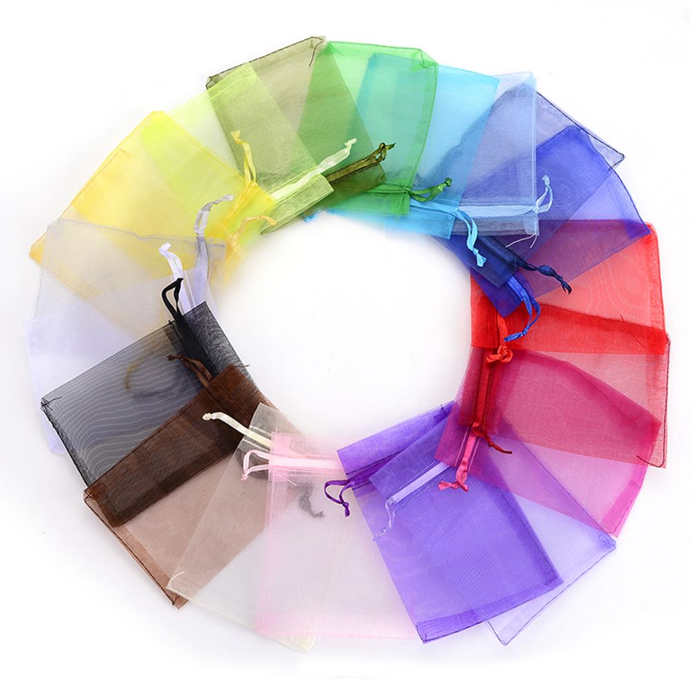 50pcs Drawsting Bags 7x9 CM Storage Organza Jewelry Packaging Bags Party Decoration Drawable Bags Pouches colorful: 18 multi