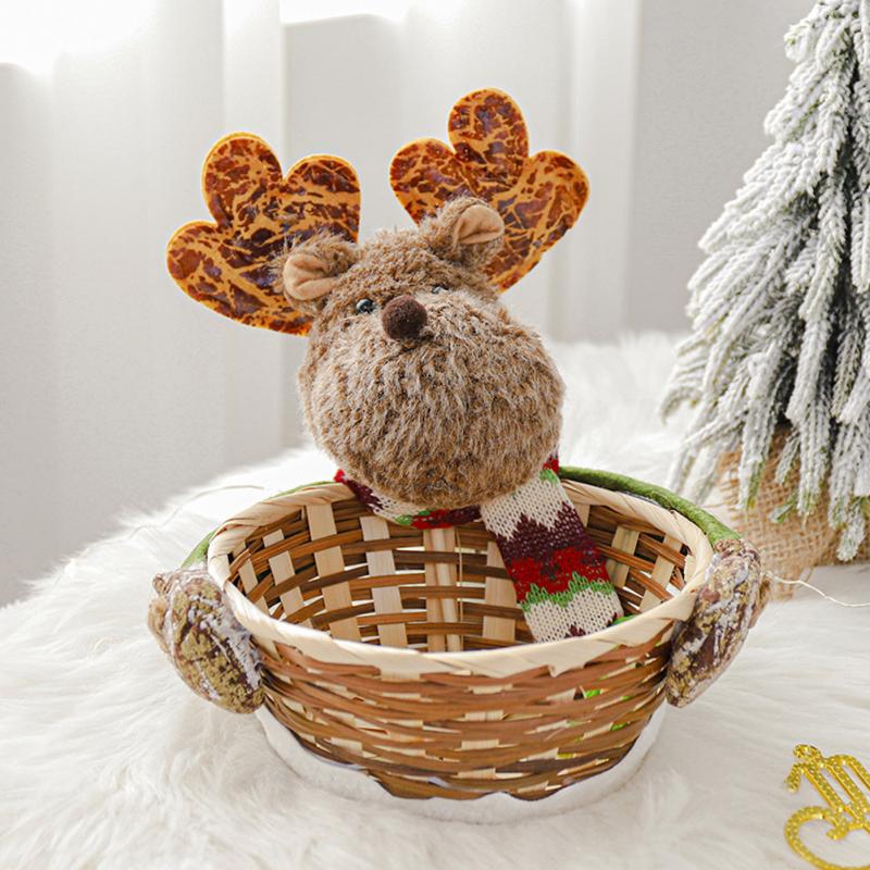 Christmas Ornaments Imitation Bark Candy Basket Old Man Doll Snack Storage Apple Basket Home Decorative Supplies: Type A 02