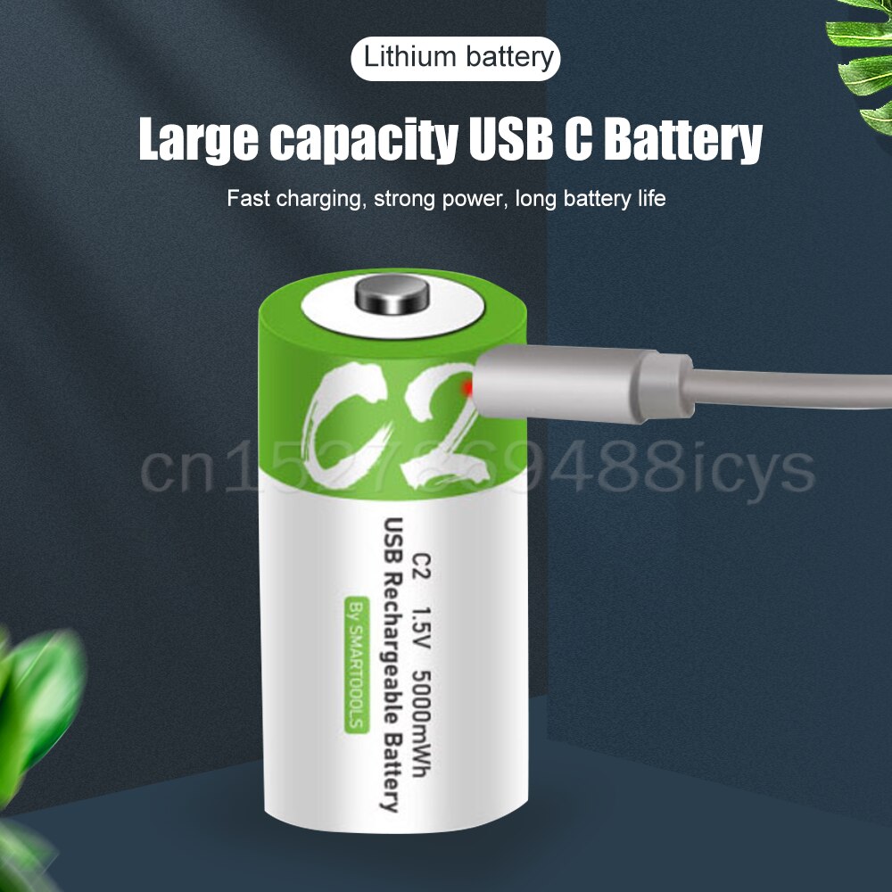 Piles au Lithium rechargeables Micro USB universel pour balayeuse, 1.5V, 5000mWh, lr14c, pour compteur d&#39;eau et de gaz, Radio Lipo C