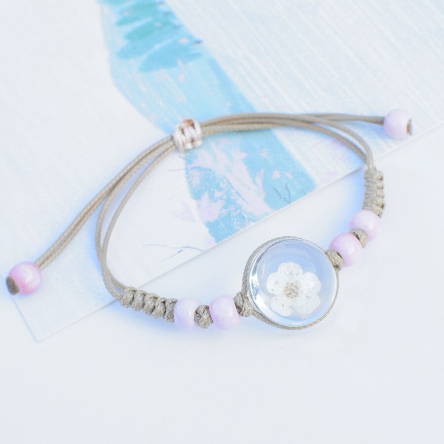 FIMAODZ Süße Blume Gänseblümchen Armbinde Perlen Getrocknete Blumen Löwenzahn Blüte Bunte Charme Armbänder für Frauen Mädchen: 10