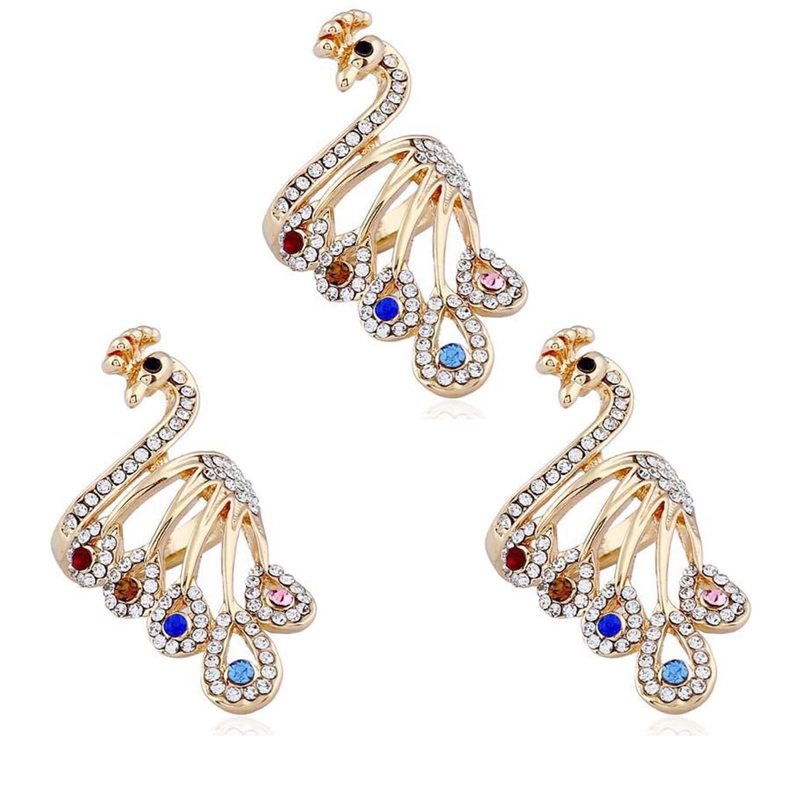 Adjustable Knitting Loop Crochet Loop Knitting Accessories 1/2/3/4/5Pcs Peacock Shape Ring Finger Wear Thimble Yarn Guides L1012: 3pc